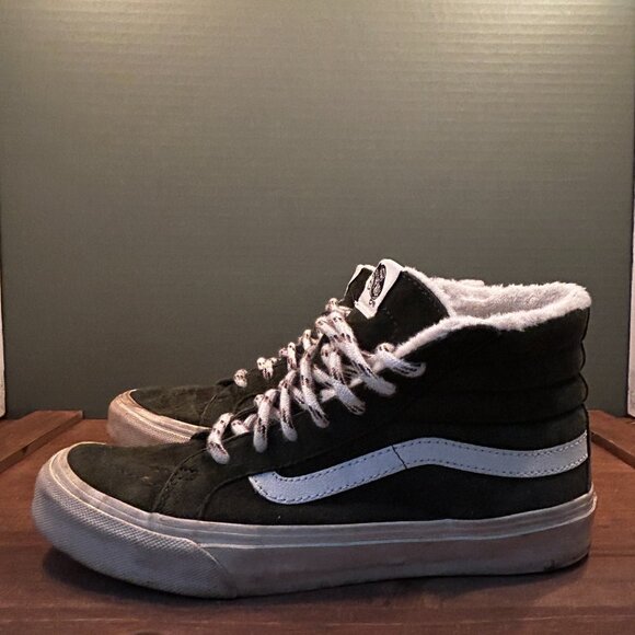 Vans Mens Dark Green Faux Fur Lined High Top Skateboard Shoes Size 6M/7.5W - Picture 4 of 11